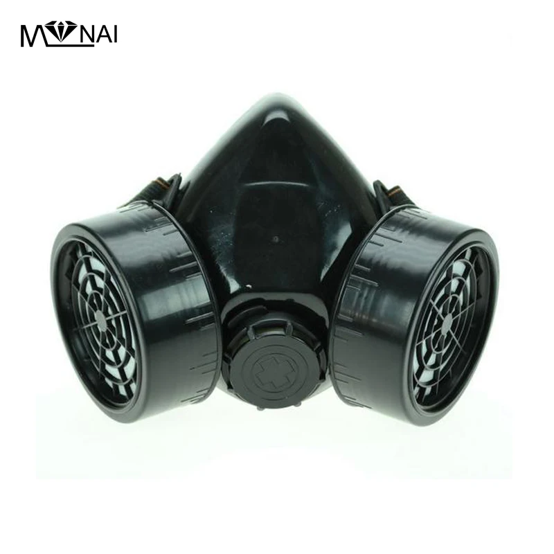 

Steampunk Black Respirator 2 Canisters 1 Valve Rave Steam Punk Cos play Industrial Masks