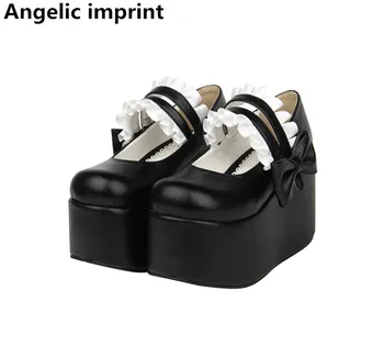 

Angelic imprint woman mori girl lolita cosplay shoes lady super high wedges heels pumps women princess dress shoes lacework 10cm
