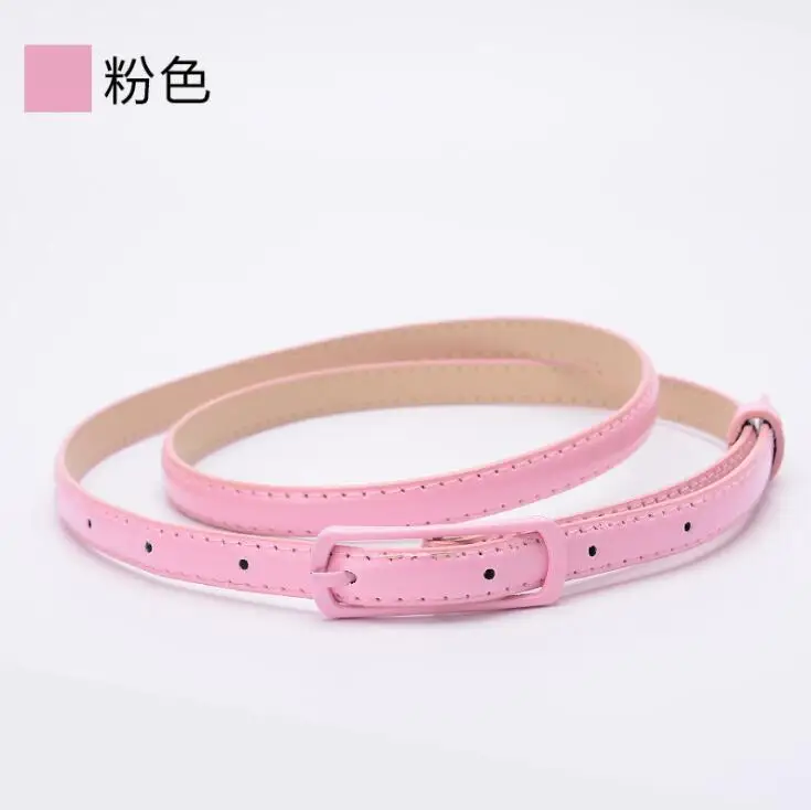 Pink QMXD брендовый бутик 11 ярких цветов из лакированной кожи ремень для женщин узкий тонкий пояс для девушек с юбкой завод - Цвет: Pink