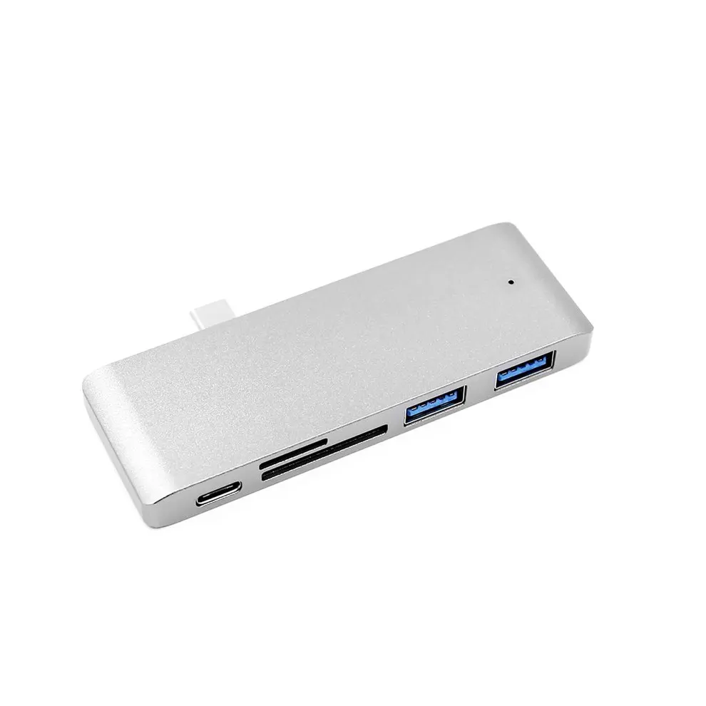 

2pcs Silver 5 in 1 Type C to USB3.0 Hub Adapter Charging Data Sync Card Reader Multi-Port Combo Converter for MacBook Pro