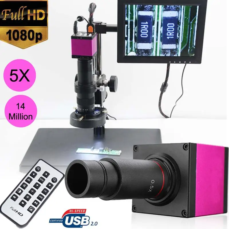 

14MP 1080P 32GB HDMI USB C-mount Digital Industry Video Microscope Camera Zoom Lens + remote control