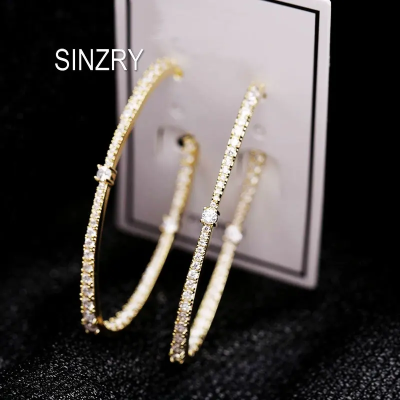 

SINZRY New Elegant CZ exaggerated Earrings Cubic Zirconia oval shape big dangle earring women Party Jewelry