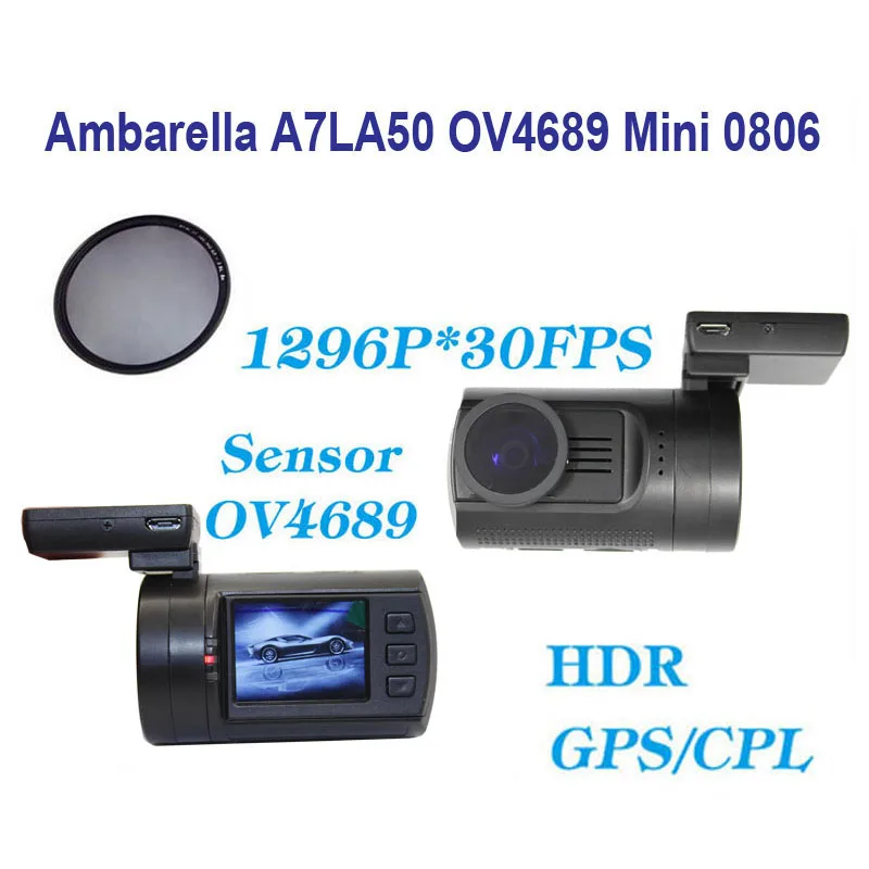 Автомобильный видеорегистратор gps видеорегистратор CPL фильтр+ Новейшее обновление мини 0806 Full HD 1296P парковка Ambarella A7LA50 OV4689