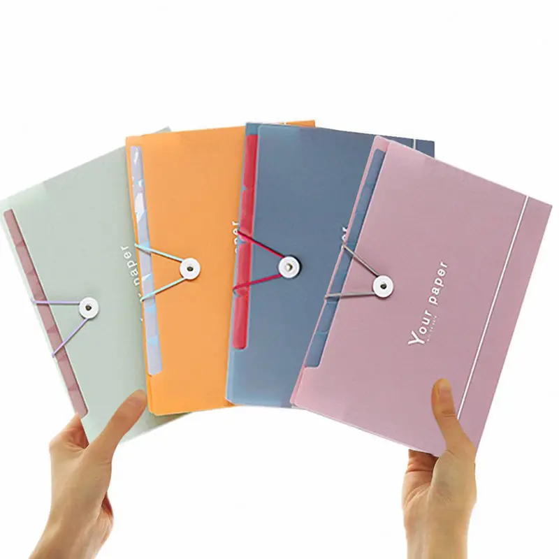 

4 Pack Expanding File Folder Pockets --5 Pockets,A4 Letter Size,Assorted Color Accordion Document Organizer,Flap and Cord Clos