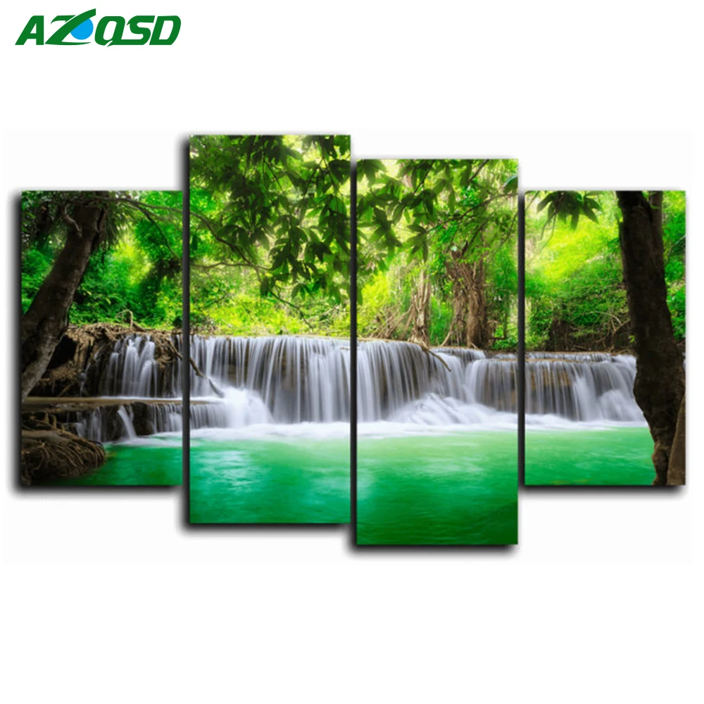 

AZQSD Diamond Embroidery Sale"Landscape"Picture Rhinestones Diamond Painting Full Square Crystal Mosaic Cross Stitch Kits 4PCS