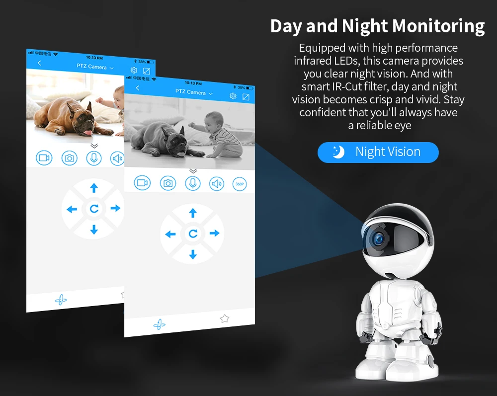 1080P умный робот камера HD IP камера WiFi камера Беспроводной Детский Монитор движения ночное видение камера безопасности приложение YCC365