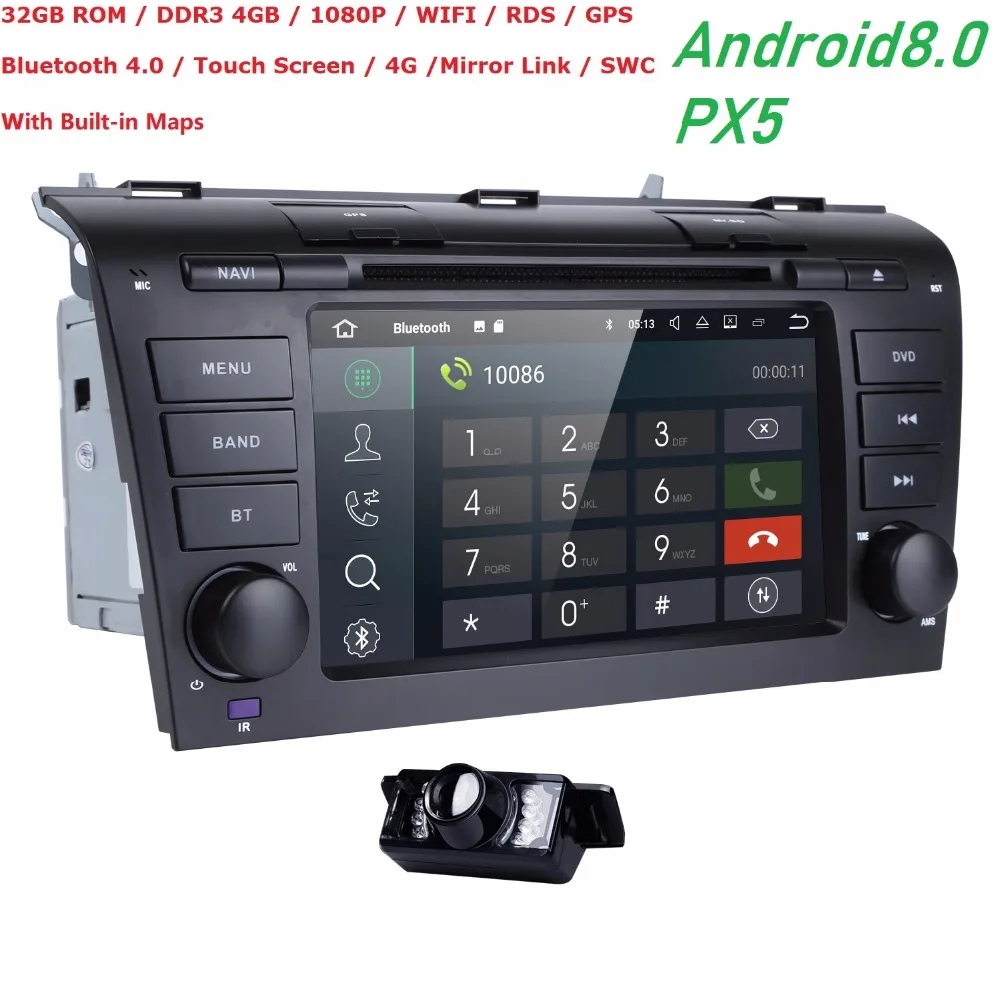 

7"Android 8.0 Octa Core 32 ROM 4G RAM autoRadio For Mazda 3 2006-2008 video 4G Wifi Bluetooth Car Player Navigation Radio Camera