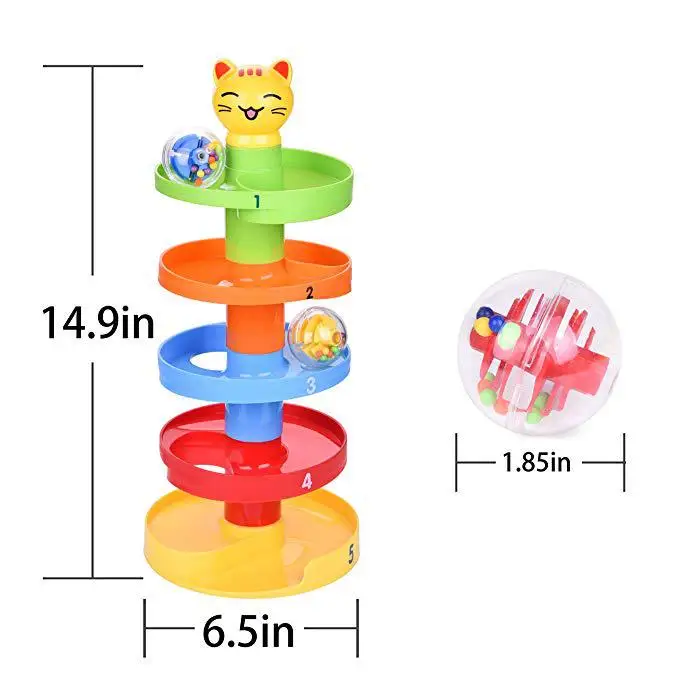 Rampas com Sino Brinquedo dos Desenhos Animados para Crianças Rctown Rotação Multi-colorido Esférico 5-camada 17 RCtown Rotação 5-camada Multi-colorido Esférico Rampas com