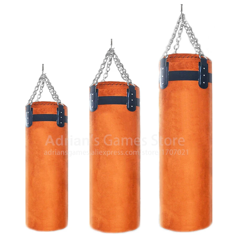 0.8/1/1.2/1.4/1.6/1.8m High Quality Thickened Leather Sandbag Suede Punching Bag Kicking Muay Thai Train Boxing Sand Bags