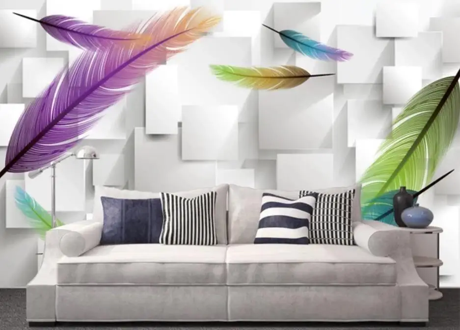 

Fashion feathers simple 3D background wall wallpaper for walls 3 d for living room
