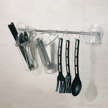 

Vacuum Strong Chuck Cylinder Kitchen Spoon Spatula Organizer Rack Bathroom Toilet Shelf