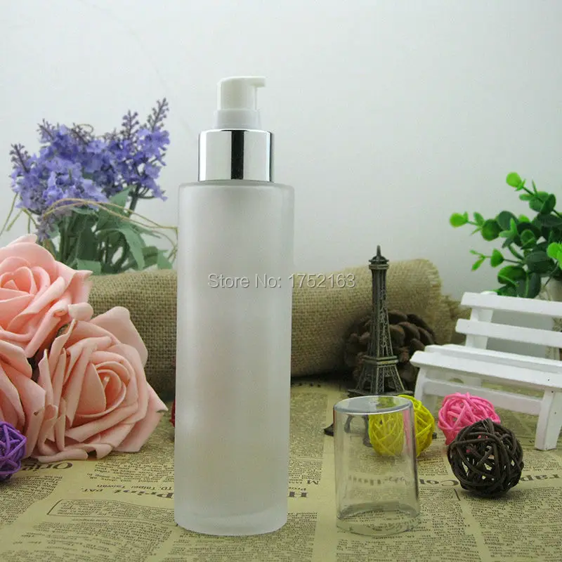 120ml frosted glass bottles,With Shiny Silver pump,lotion bottles