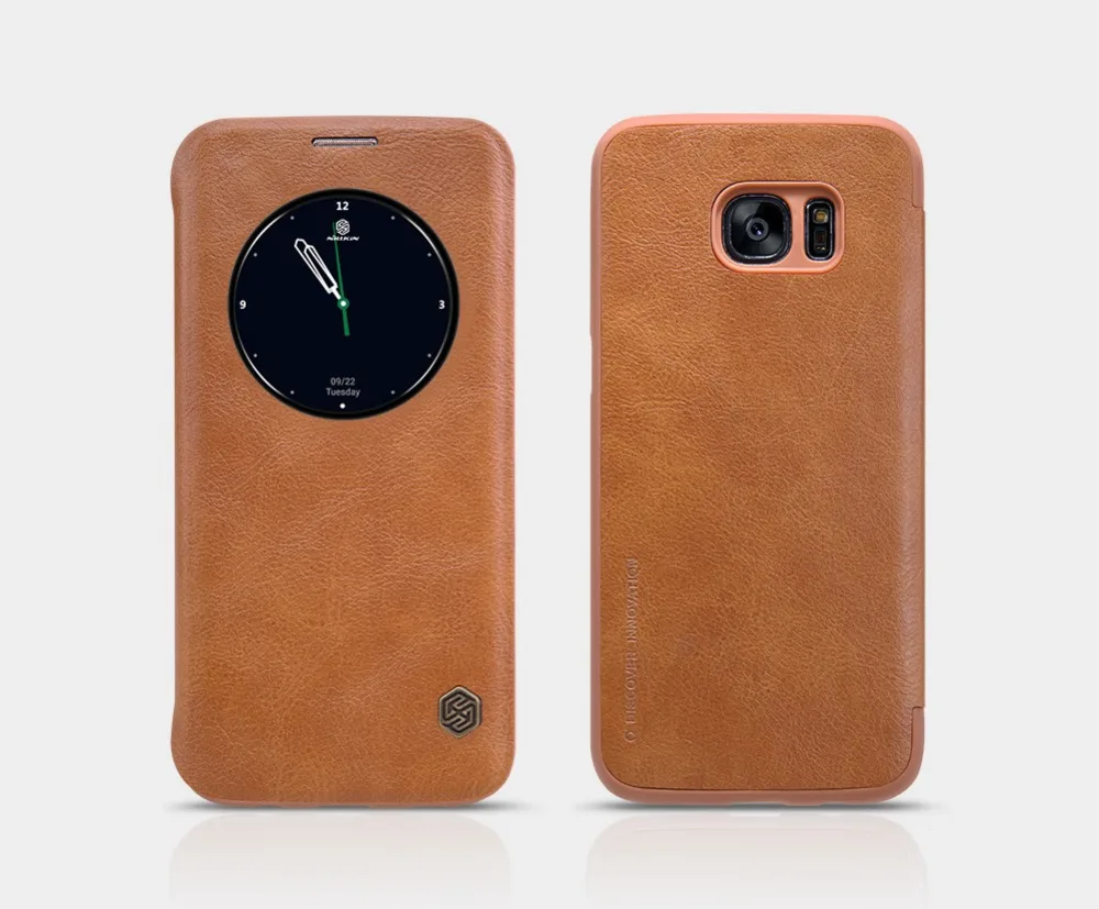Кожаный чехол для мобильного телефона Nillkin Qin серии s для samsung Galaxy S7 Edge, роскошный флип-чехол с умным окошком