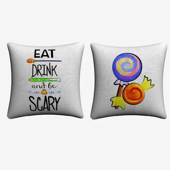 

Cartoon Lollipop Eat Drink Quote Cotton Linen Cushion Cover For Sofa Seat Car 45x45cm Throw Pillow Case Home Decor Almofada