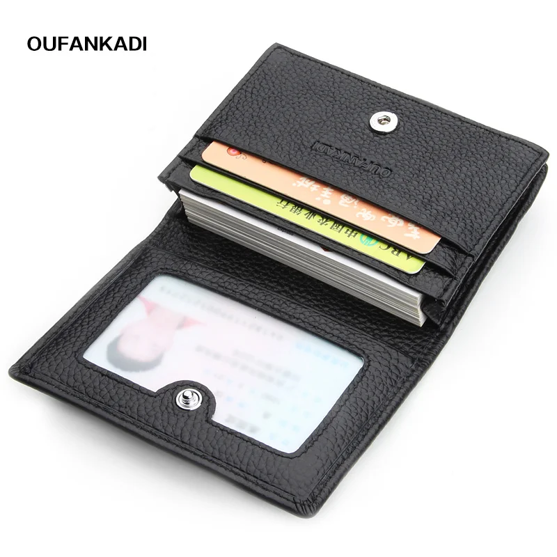 

Oufankadi High Quality First Layer Of Cowhide Genuine Leather Card ID Holder Men Credit Card Case Leather Business Card Ho