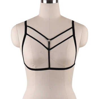 

Women's Sexy Body Harness Belt Harajuku Cupless Bra 90s Cage Bralette Harajuku Tops Bodysuit Large Size Open Chest Bralette