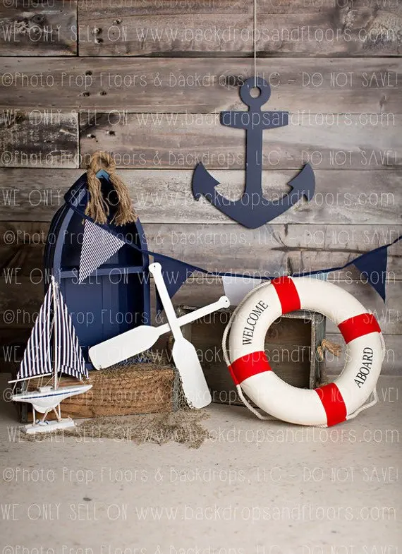 

Anchor Ship Wood Flag Vintage Dark Faux Rustic Nautical photography backgrounds Computer print children kids backdrop