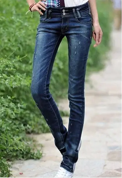 2017 Fashion Sexy pencil pants slim fit spring jeans woman Low waist skinny trousers lady Jeans plus size Jeans For Women Denim