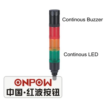 

ONPOW 40mm Red Green Yellow continuous LED light with continous buzz 4 layers Signal Tower Light (HBJD-40DZ/3/RYG/24V/A)