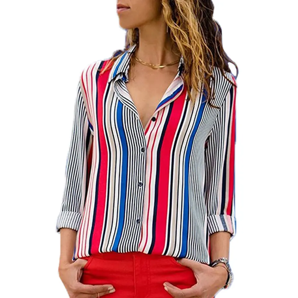Red-Blue-Striped-Modern-Women-Shirt-LC251389-3-1