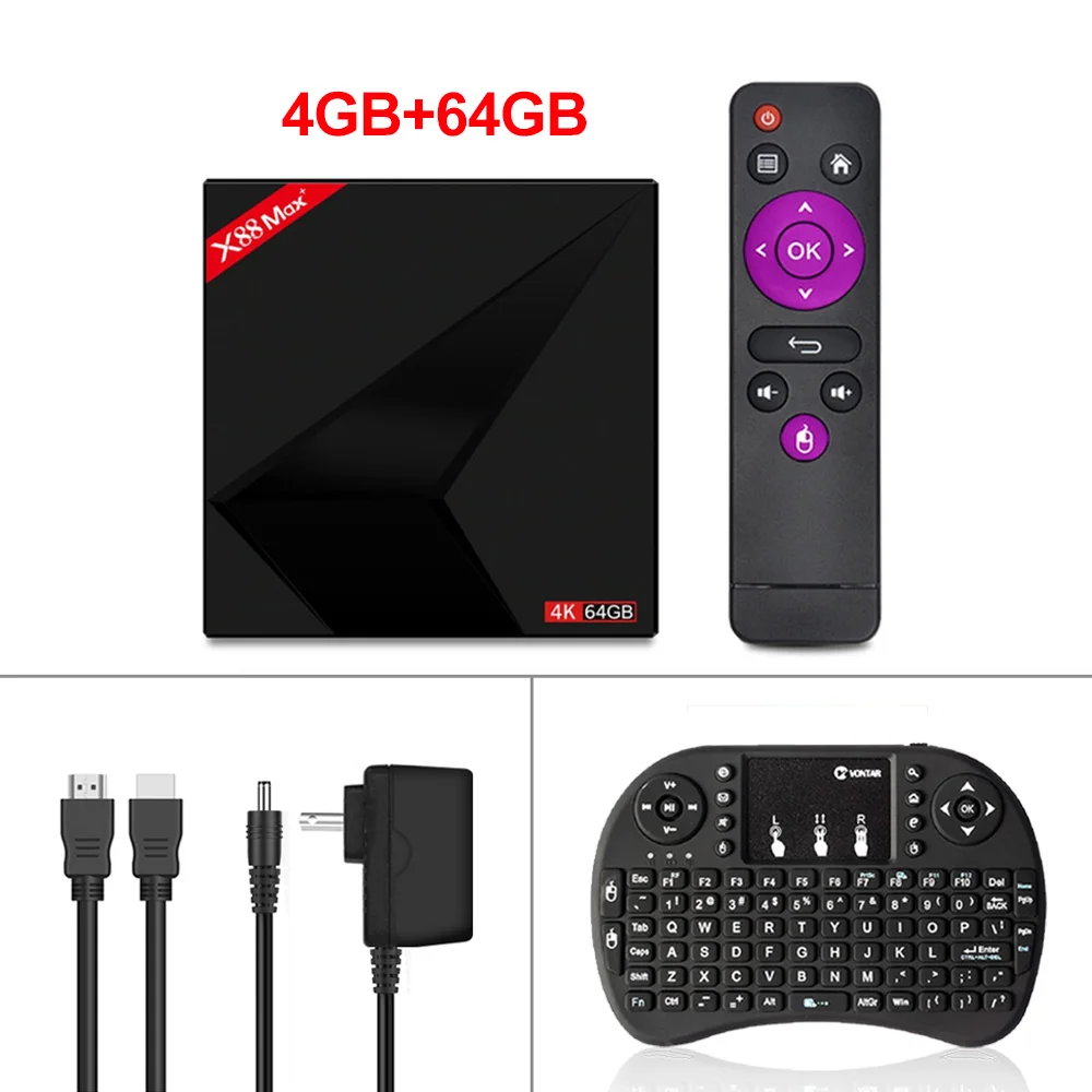 4K Android 9,0 ТВ приставка X88 MAX Plus 4 Гб ОЗУ 64 Гб ПЗУ RK3318 пятиядерный 2,4G/5G Wifi BT4.0 USB3.0 X88MAX+ потоковый медиаплеер - Цвет: 4G64G add normal i8