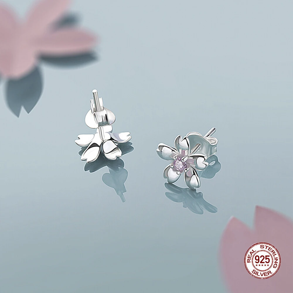 Серебро S925 серьги-гвоздики для женщин ювелирные украшения цветок дизайн изящный элегантный свадебный день рождения Серьги Подарки