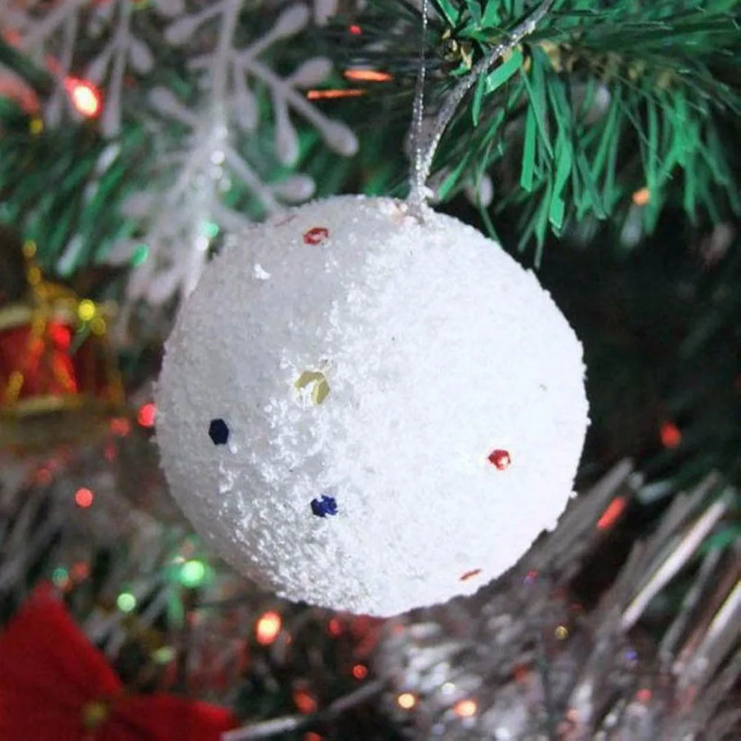 White 6 Pcs Christmas Snowball Decor Balls Party Ornaments Xmas Tree Hanging Decoration