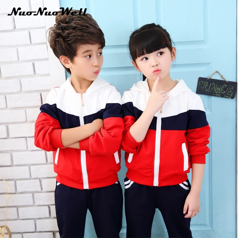 NNW Autumn Kids School Uniform 4-18T Girls Boys Clothing Sets Zipper Coat+pants Sport Suit For Teenagers Splice Kids Tracksuit NNW Autumn Kids School Uniform 4-18T Girls Boys Clothing Sets Zipper Coat+pants Sport Suit For Teenagers Splice Kids Tracksuit