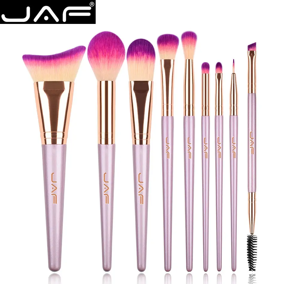 

JAF 9pcs Purple Make Up Brushes Violet Synthetic Foundation Brush Vegan Makeup Brushes 100% Vegan Makeup Brush Kit J0923SV-Z