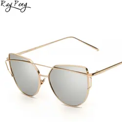 Ретро Винтаж солнцезащитные очки «кошачий глаз» Для женщин модные очки металлические оригинальный UV400 Карамельный цвет солнцезащитные