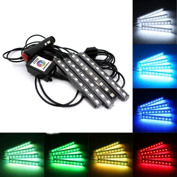 

Car RGB LED Light Strip APP Control Music Voice Sound Control Car Interior Decorative Atmosphere Auto RGB Pathway Floor 12V