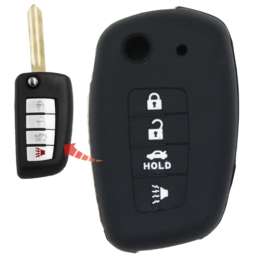 

MICOCHE Soft Touch Feel 4 Button Silicone Car Key Case Cover for Nissan Altima Maxima 2004 2005 2006 Armada 2005-2015