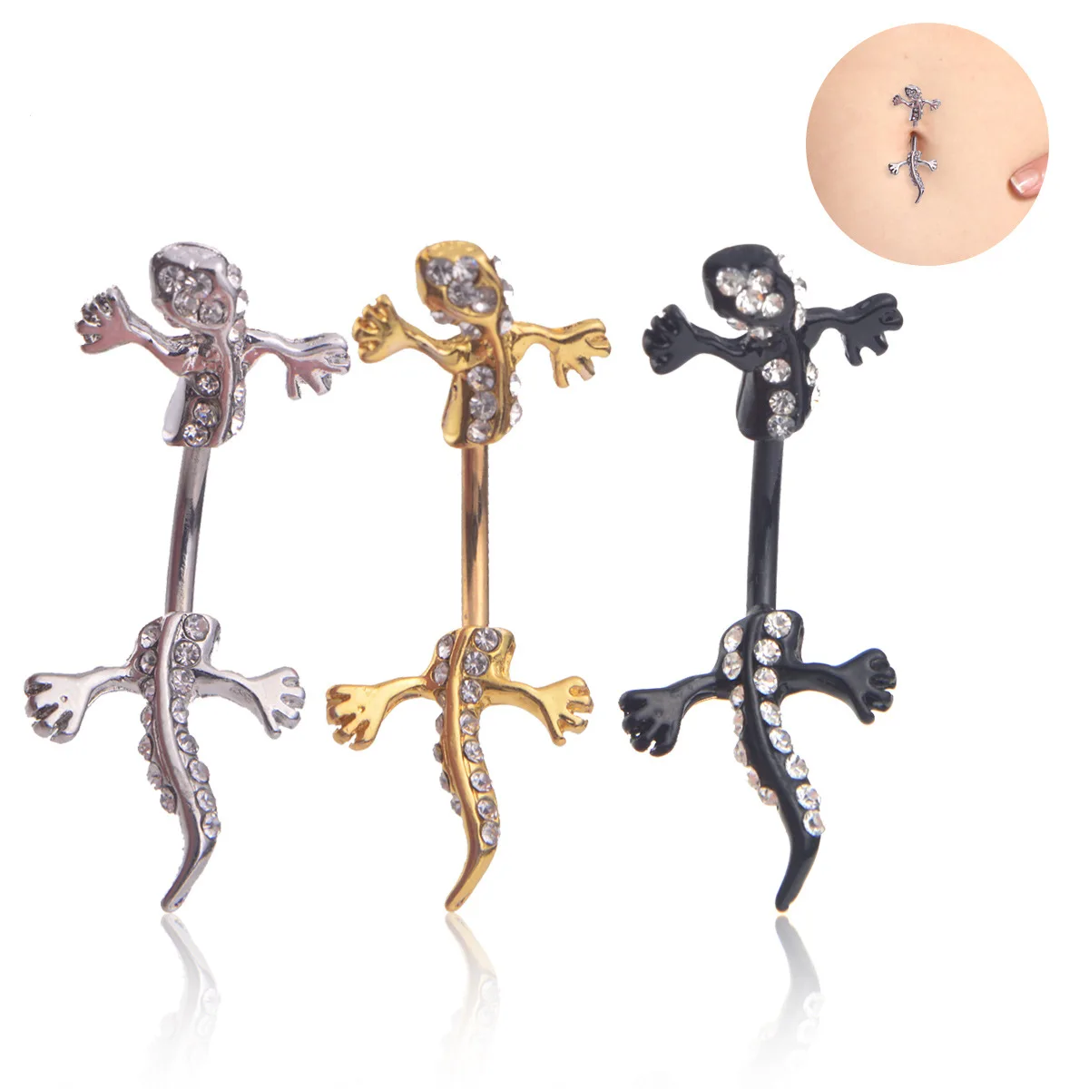 

2019 New arrival Gecko Lizard gold animal Navel Belly piercings Button Rings Body Jewelry Bijuterias Personality