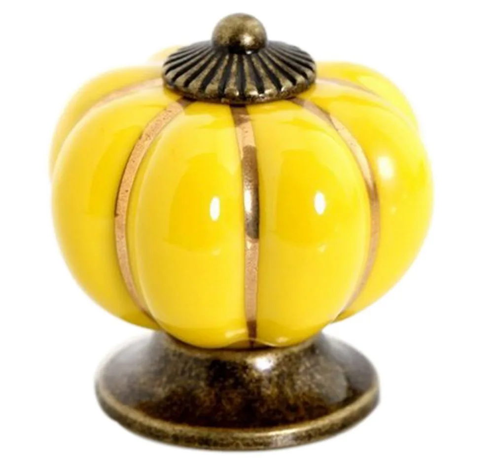 7 Colors Pumpkin Ceramic Knob for Kids/ Children, Kitchen Ceramic Door