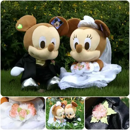 

new 1 couple of 2pcs stuffed Mickey and Minnie Mouse plush soft toys Mickey and Minnie toys for wedding car decoration