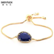 ShinyGem позолоченные браслеты из натурального камня лазурит зеленые желтые нефриты прозрачный кристалл подвеска из драгоценного камня браслеты для женщин