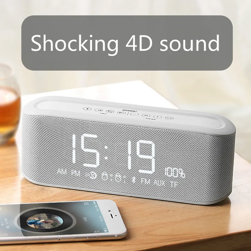

Digital Alarm Clock with Wireless Bluetooth Speaker Support Aux TF USB Music Player for Office Bedroom Decoration Alarm Clock