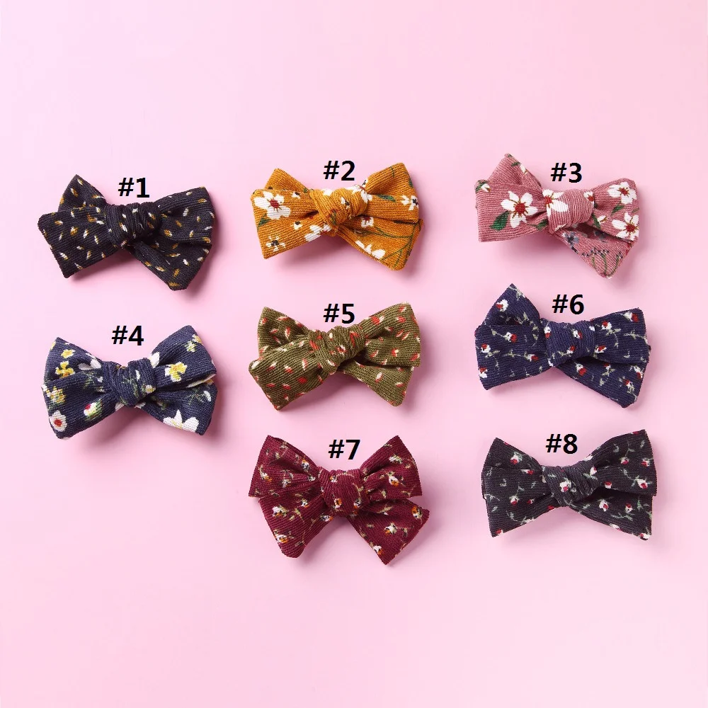 New Kids Headwear Hair Decoration Soft Corduroy Clip Baby Butterfly-knot Printed Hair Clip Baby Girl Hair Pin