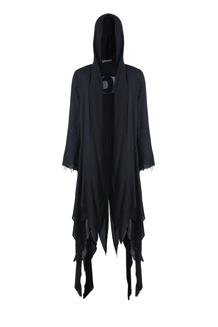 Готический вампир представление женский черный длинный плащ асимметричное Отверстие Вязать Нерегулярные Хэллоуин ведьма верхняя одежда пальто - Цвет: JW157