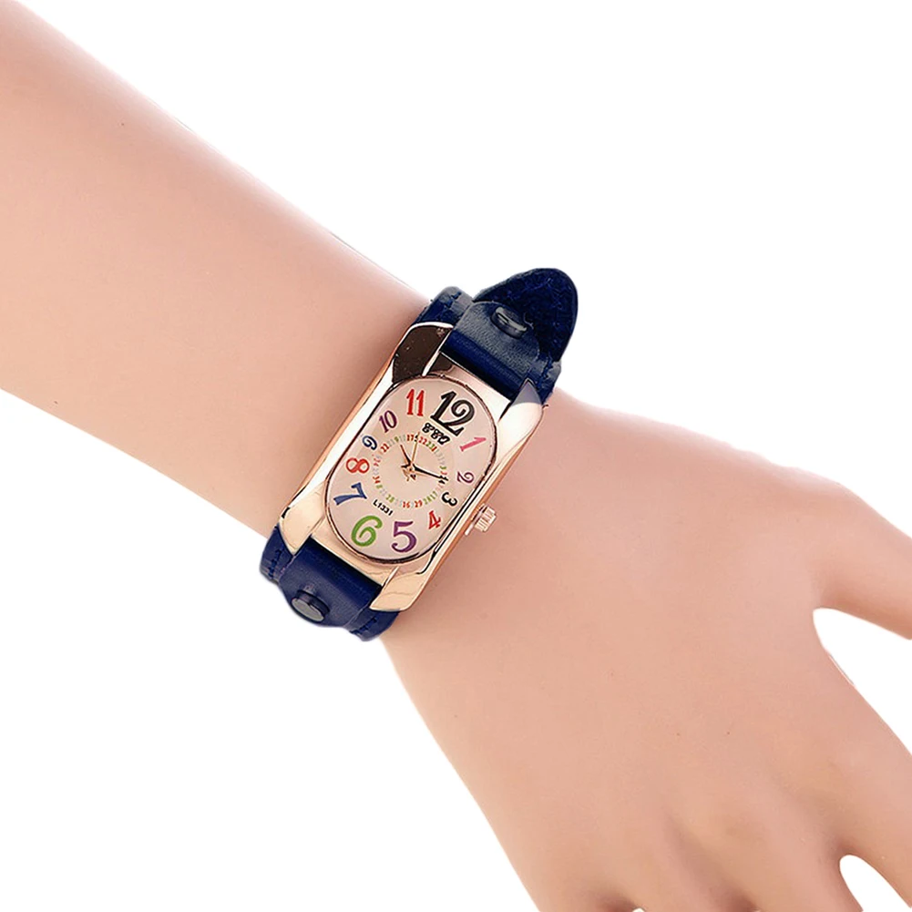 Винтажные женские многоцветные часы из искусственной кожи, аналоговые кварцевые наручные часы прямоугольной формы horloges vrouwen