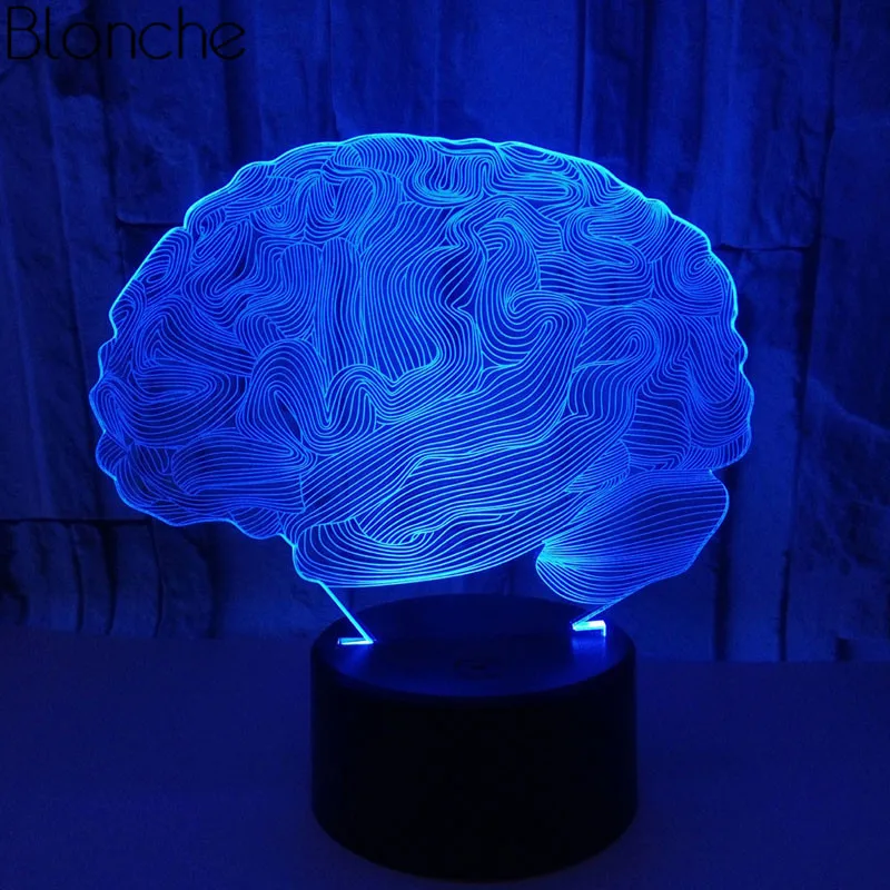 Креативный 3D ночной Светильник Brain светодиодный сенсорный светильник настольная