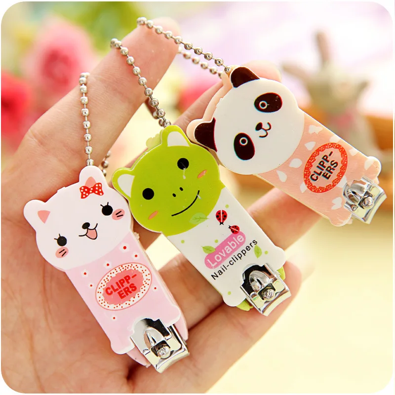

1pc Portable Nail Cutter with Key chain Random Color Nail Clipper Mini Cute Baby Nail Clipper Cartoon Finger Trimmer Scissors