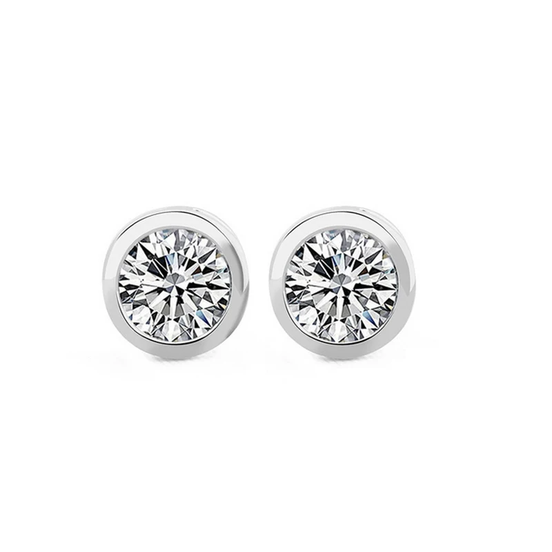 

Moonso 925 Sterling Silver earring Round earrings AAA Zircon fashion simple earrings with for Women jewelry 2017 new E3307S