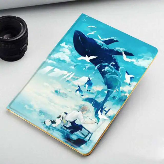 IBuyiWin Печатный из искусственной кожи чехол для huawei Mediapad T3 10 AGS-L09/L03/W09 9," планшет Funda Чехол+ пленка+ ручка - Цвет: Blue Whale