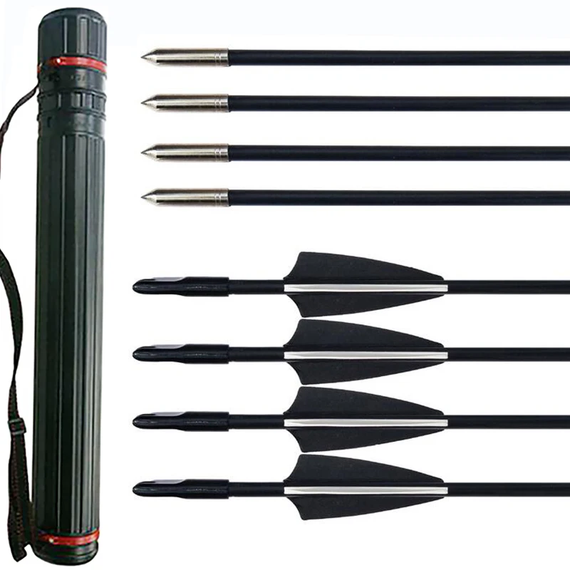 

12pcs Spine 800 Fiberglass Arrow 31"Fixed Arrowhead 79cm Length 6mm Arrow Archery Straight Recurve Bow Hunting Practice Quiver