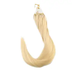 Полный блеск Цвет #613 платиновый блонд 1 г на нитке 50 г в упаковке 100% Реми волосы петля микрокольца, бусины человеческих волос расширение