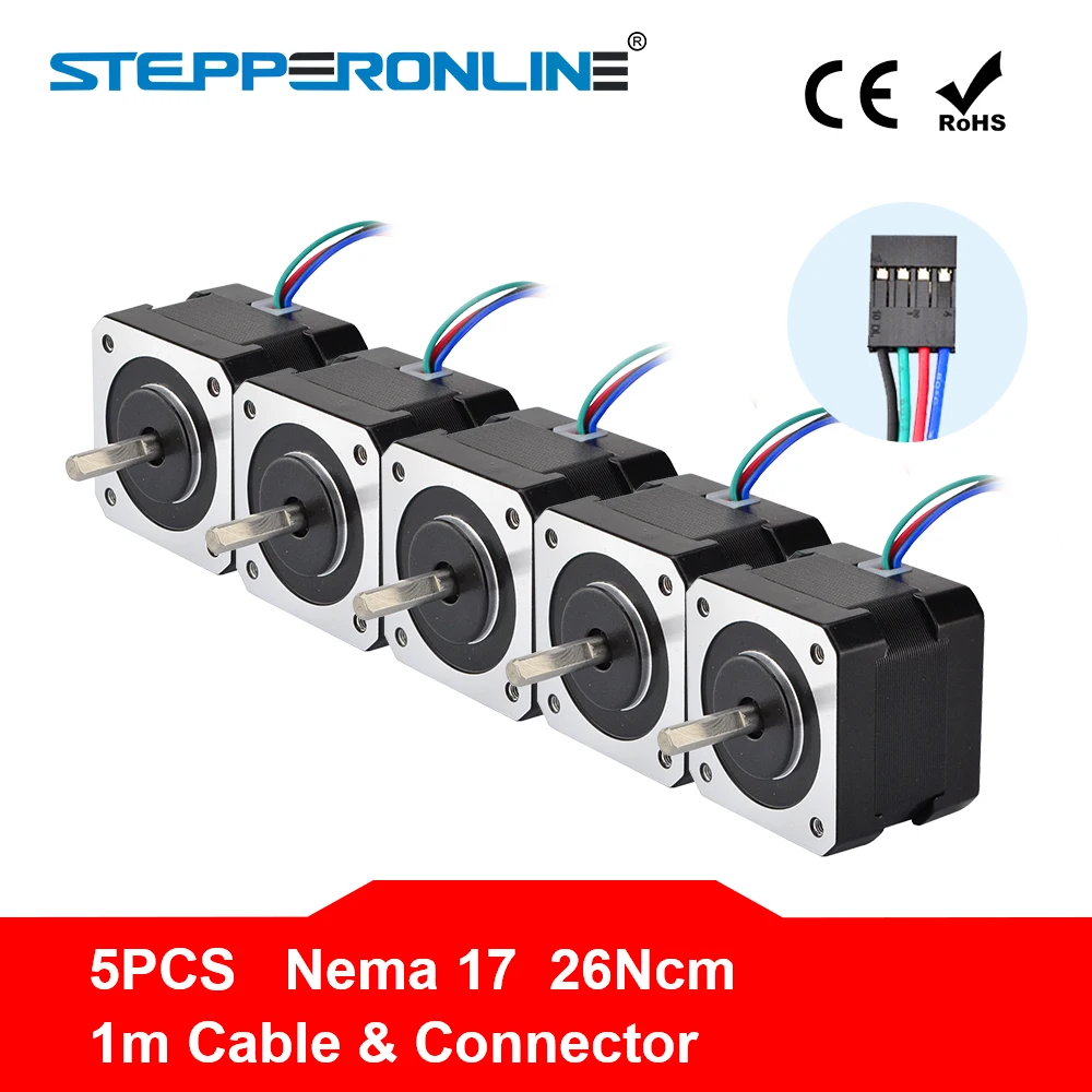 Бесплатная доставка! 5 шт. Nema 17 шаговый двигатель 34 мм 0.4A 26Ncm (36,8 oz.in) 12В Nema17 мотор 4 свинцовый для ЧПУ Reprap DIY 3D принтера|stepper motor 12v|5pcs stepper motor12v stepper motor | АлиЭкспресс