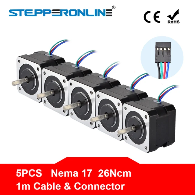 Nema 17 Stepper Motor 1.8deg 36.8oz.in 0.4A 12V 4 Wires 1m Cable DIY 3D Pinter