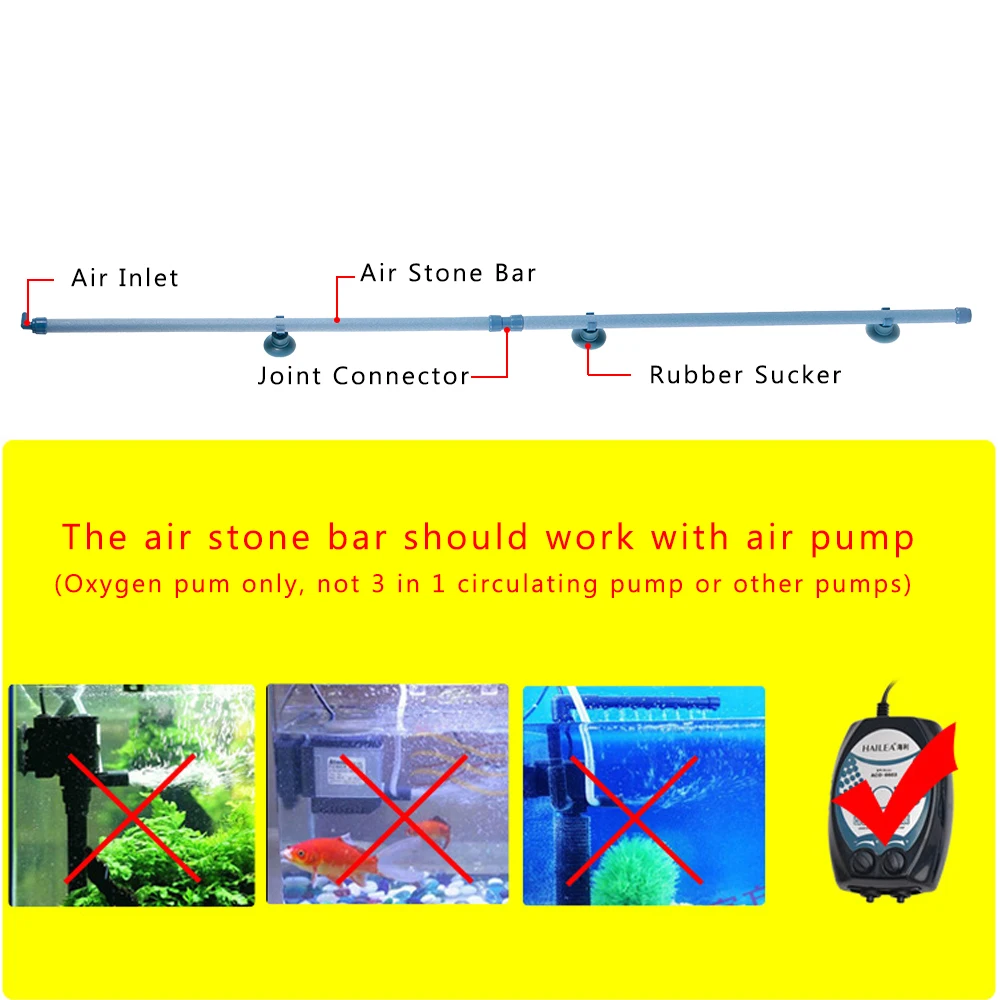 Air Pump Aquarium Oxygenator Compressor Bubble Wall Air Stone Bar 28 Inch Fish Tank Bubble Wall Air Diffuser Household Tool