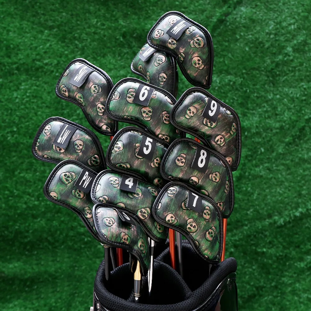 Чехол Champkey Monster Skull Golf с железной головкой из 12 шт.(3~ 9, A, P, S, L, L)-черный зеленый цвет чехол для головы Golf Iron